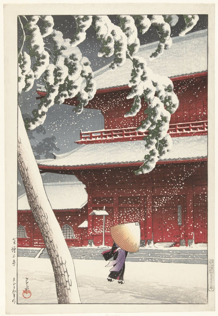 Snow at Zōjō-ji Temple by Kawase Hasui